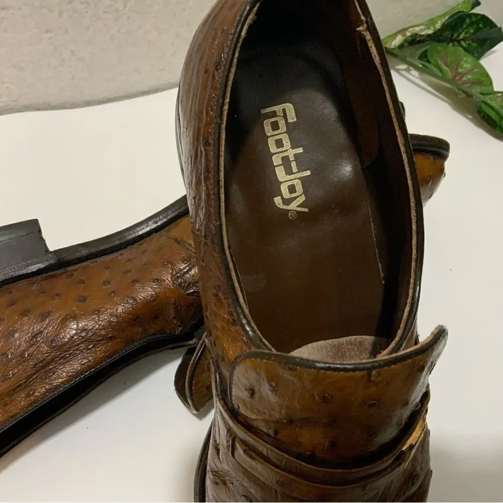 Footjoy Brown Ostrich Leather Loafers 73668 12C